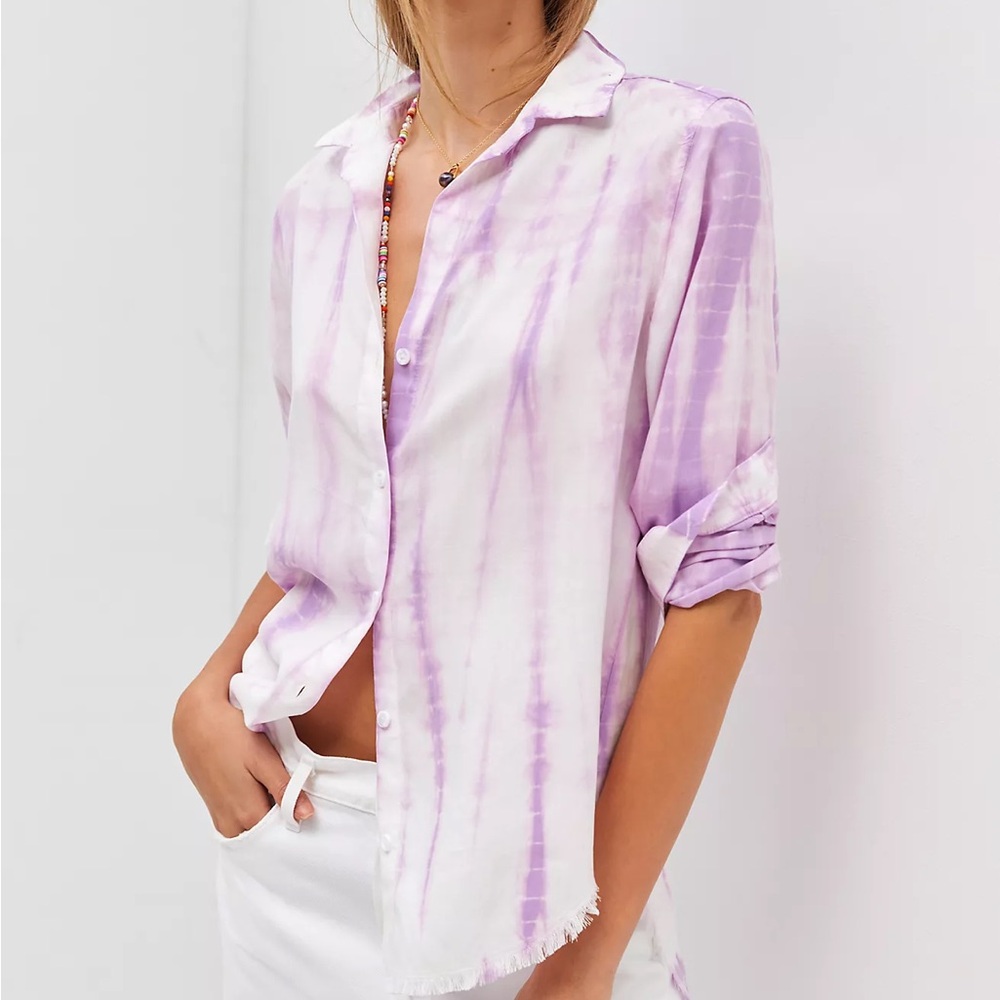 Cloth & Stone Purple Tie-Dye Button-Down Shirt